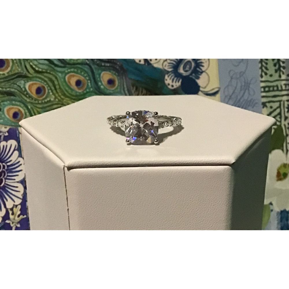7.83 Ct. Cushion & Round Cut Sim Diamomd Solitaire & Eternity Band Ring Sz 8